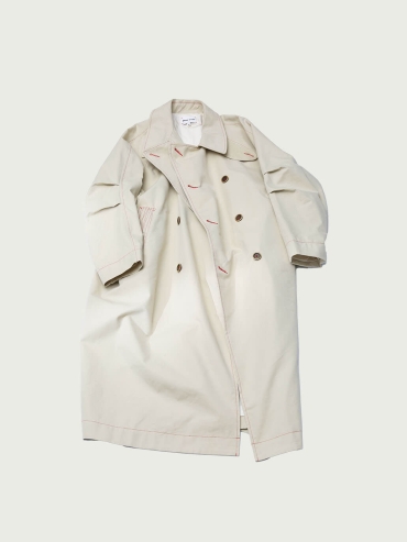 Khaki Long Cocoon Trench Coat