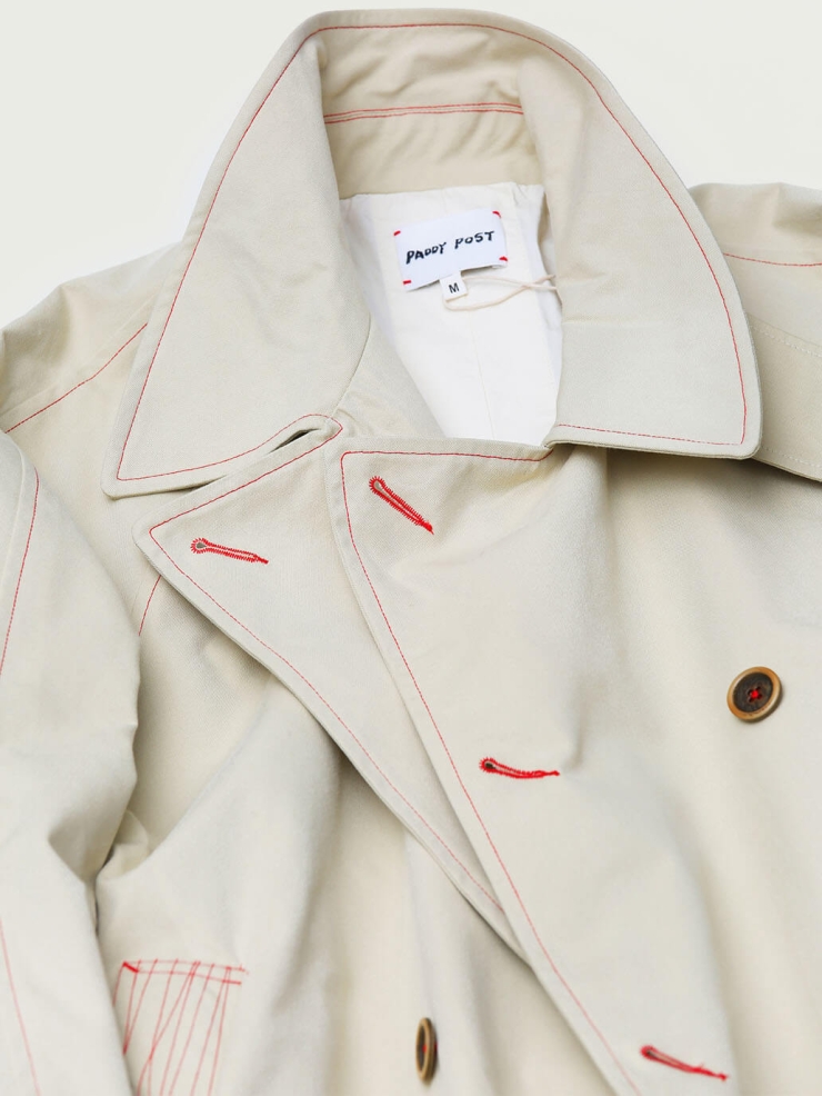 Khaki Long Cocoon Trench Coat