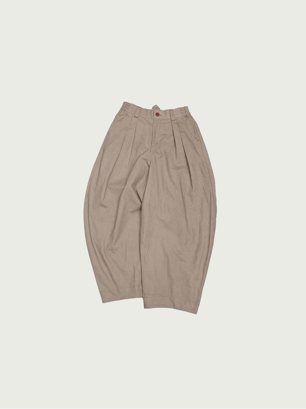 Khaki Pleated Balloon Trousers