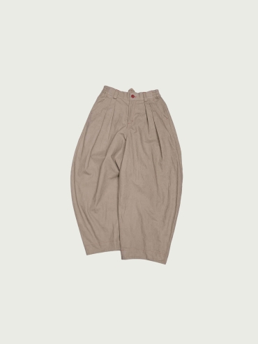 Khaki Pleated Balloon Trousers