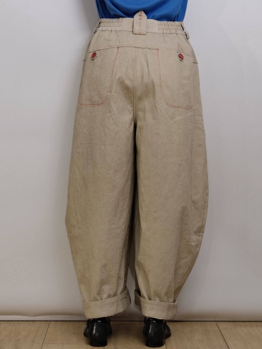 Khaki Pleated Balloon Trousers