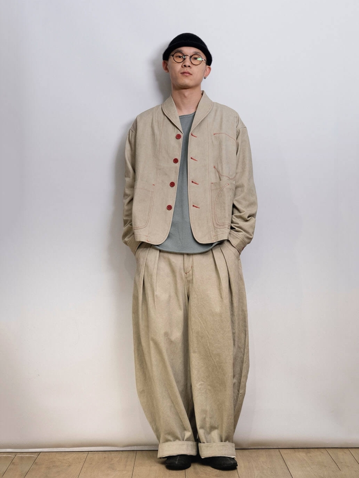 Khaki Pleated Balloon Trousers
