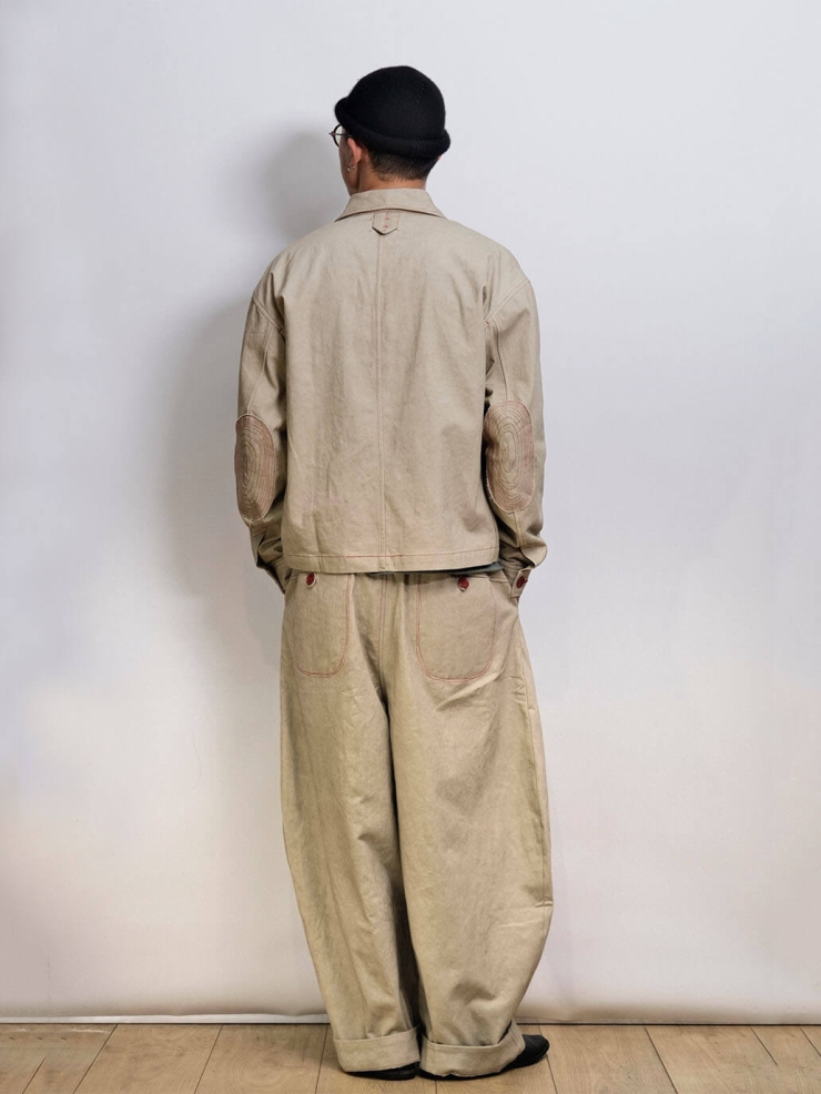 Khaki Pleated Balloon Trousers