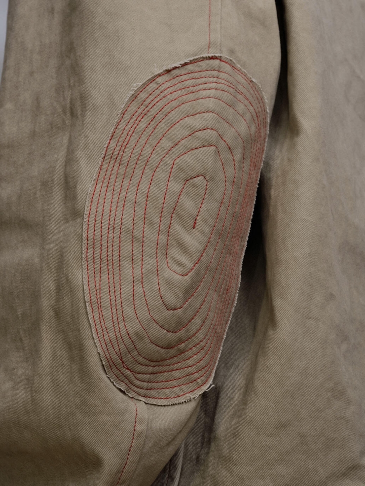 Beige-Grey Notched Lapel Utility Jacket