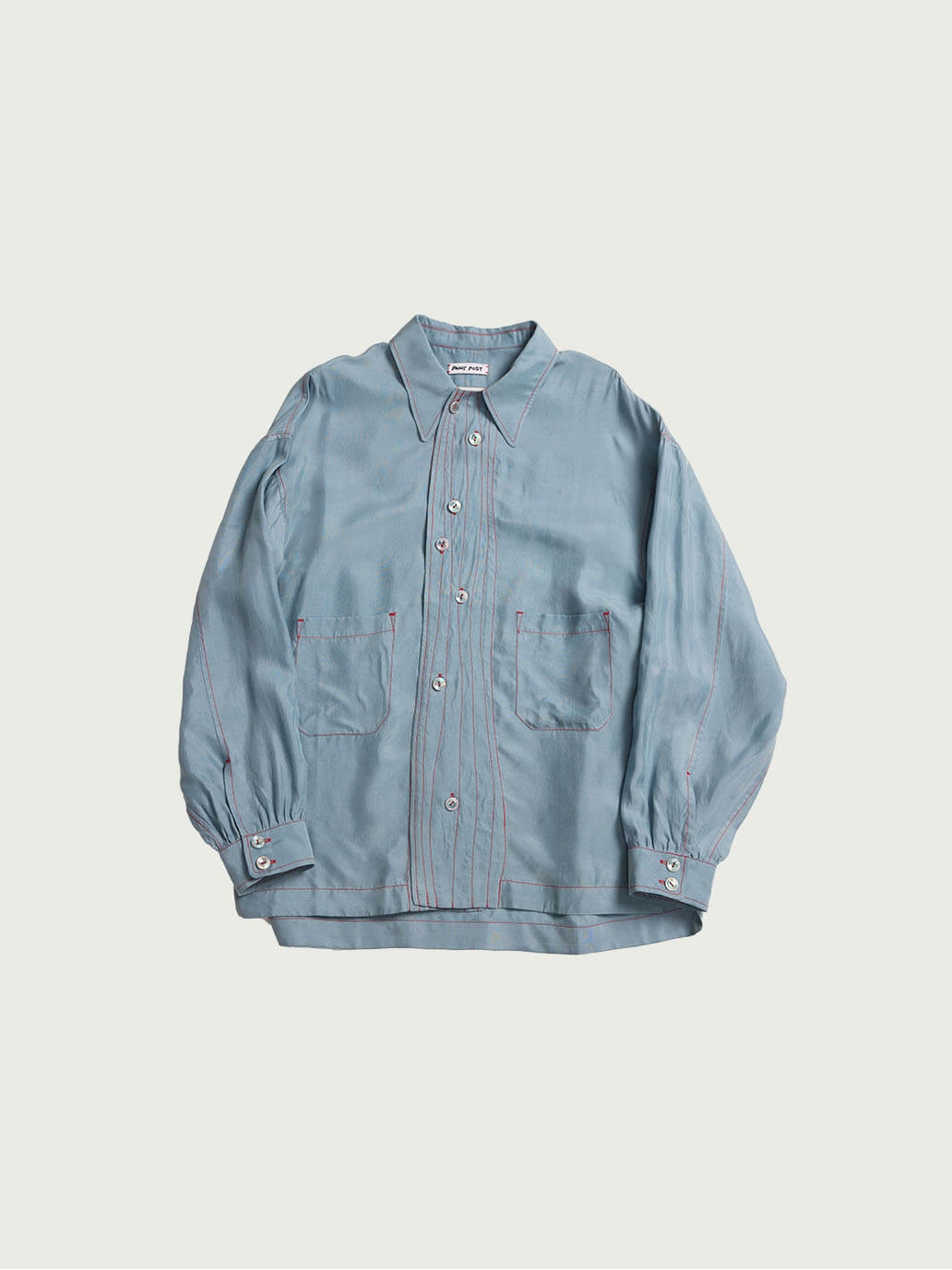 Blue Cupro Notched Collar Shirt