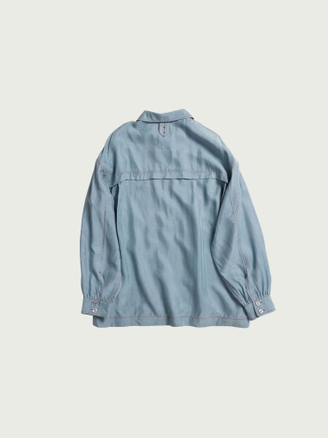 Blue Cupro Notched Collar Shirt