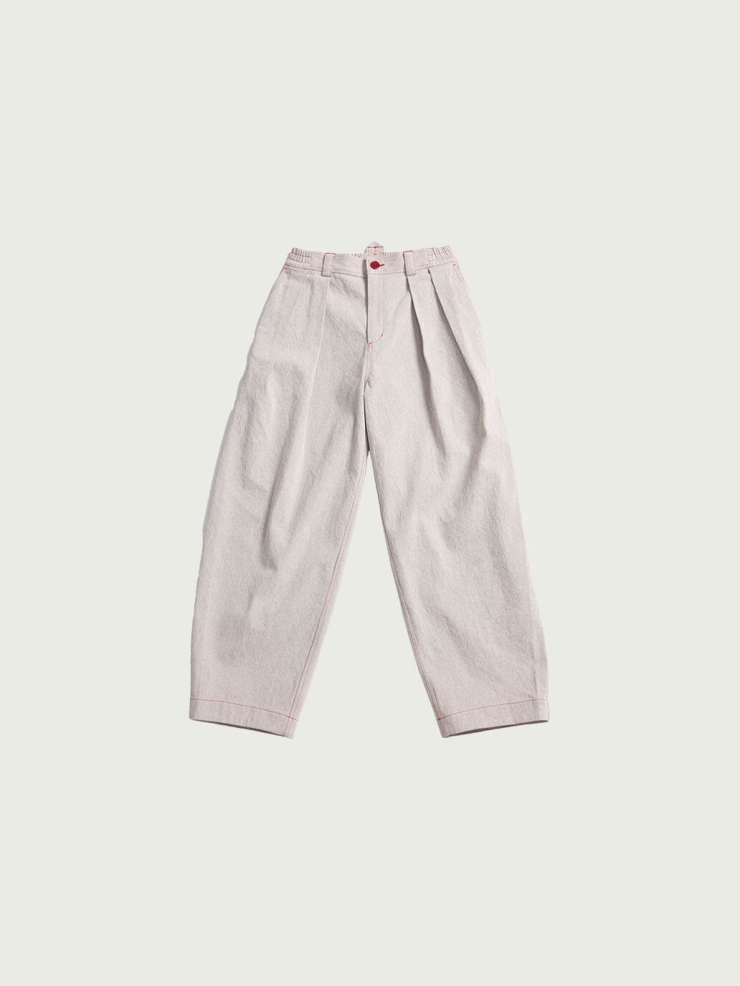 Beige-Grey Vintage Loose Trousers