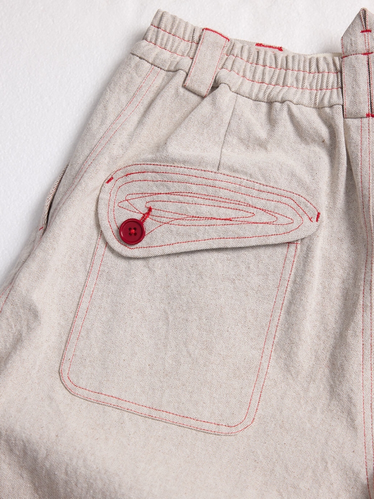 Beige-Grey Vintage Loose Trousers