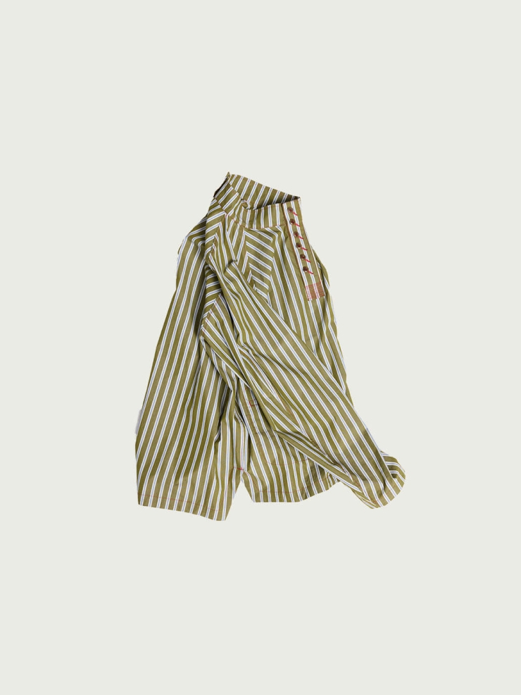 Green Stripes Raglan Sleeve Pullover Shirt