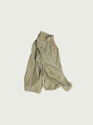 Green Stripes Raglan Sleeve Pullover Shirt