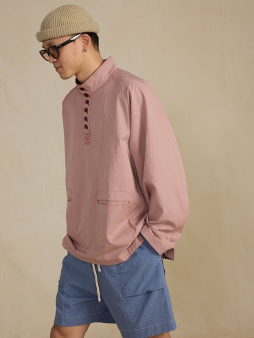 Pink Raglan Sleeve Pullover Shirt