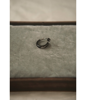 HANYING Silver Enamel Textured Ring With Crystal
