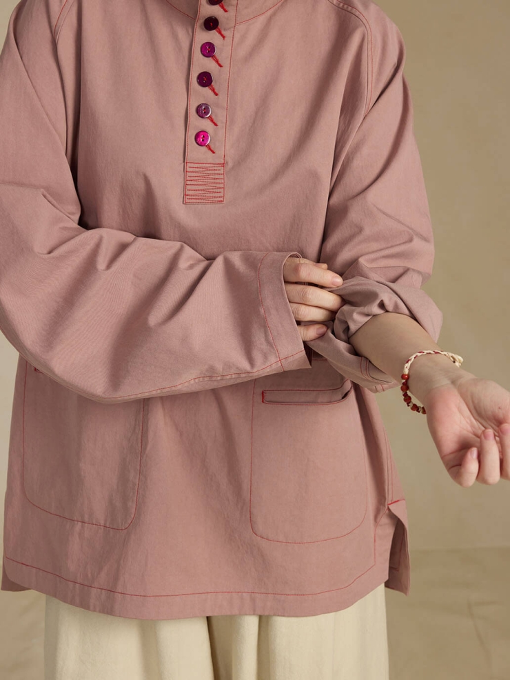Pink Raglan Sleeve Pullover Shirt