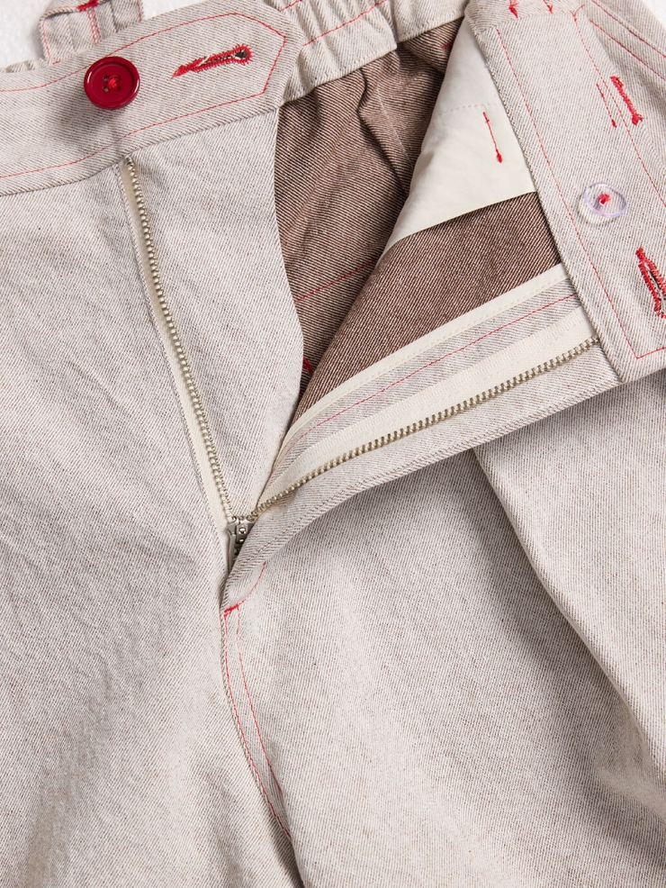 Beige-Grey Vintage Loose Trousers