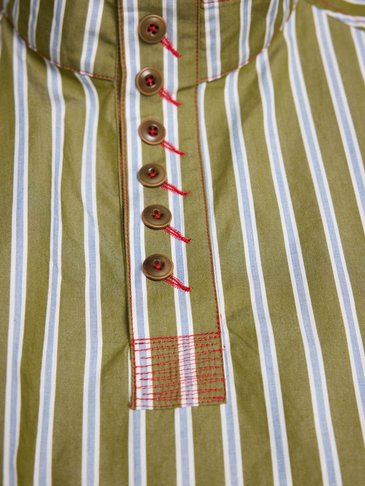 Green Stripes Raglan Sleeve Pullover Shirt