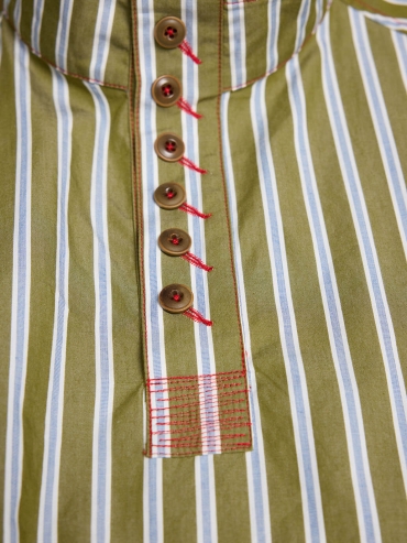 Green Stripes Raglan Sleeve Pullover Shirt