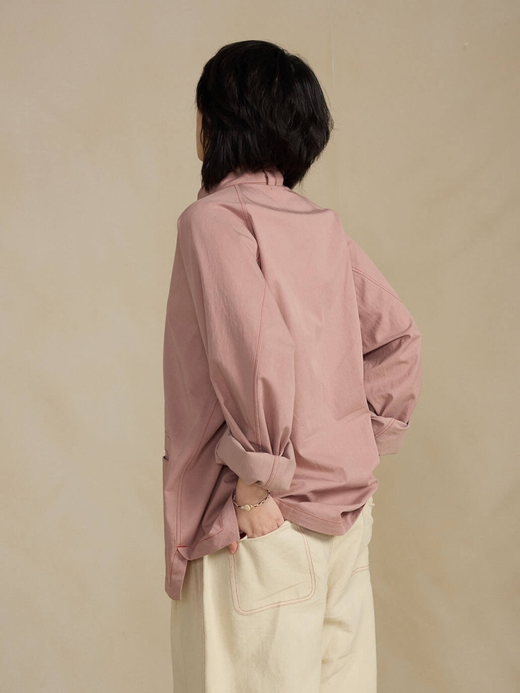 Pink Raglan Sleeve Pullover Shirt