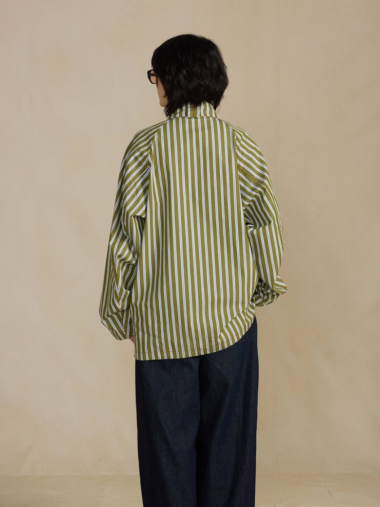 Green Stripes Raglan Sleeve Pullover Shirt
