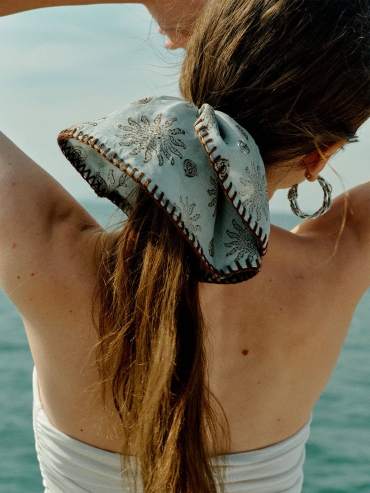 Green Ocean Ripple Hair Tie