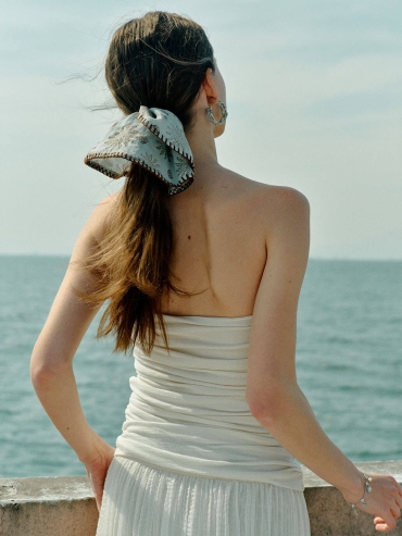 Green Ocean Ripple Hair Tie