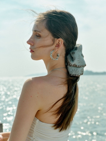 Green Ocean Ripple Hair Tie