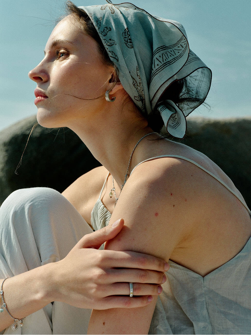 Green Seabreeze Natural Ramie Scarf