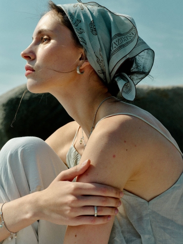 Green Seabreeze Natural Ramie Scarf