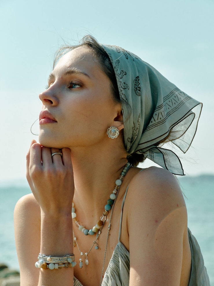 Green Seabreeze Natural Ramie Scarf