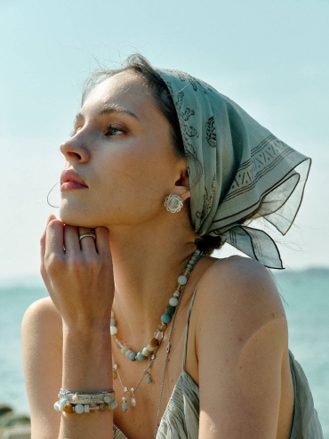 Green Seabreeze Natural Ramie Scarf