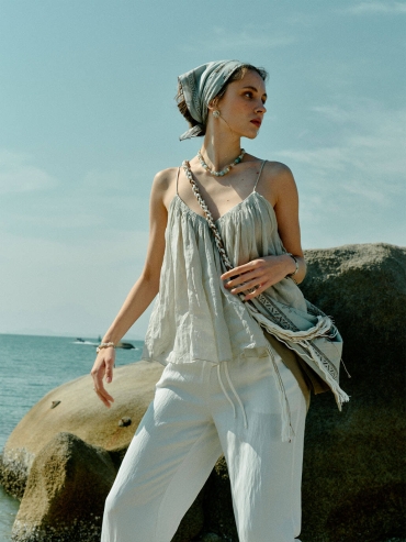 Green Seabreeze Natural Ramie Scarf