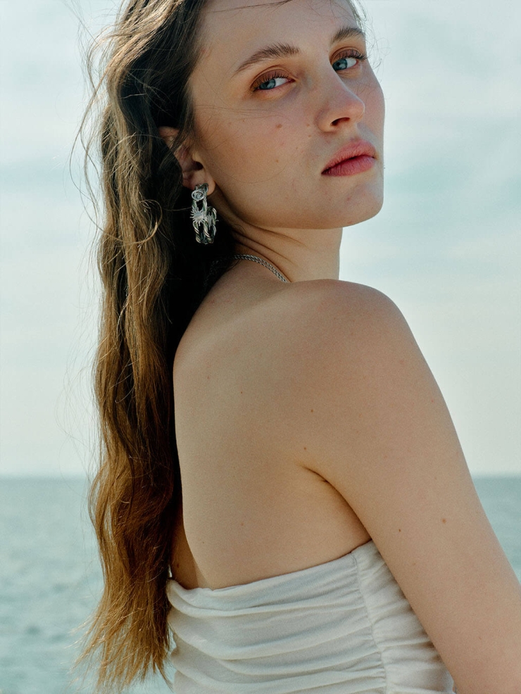 Silver Sunrise Knot Hoop Earrings