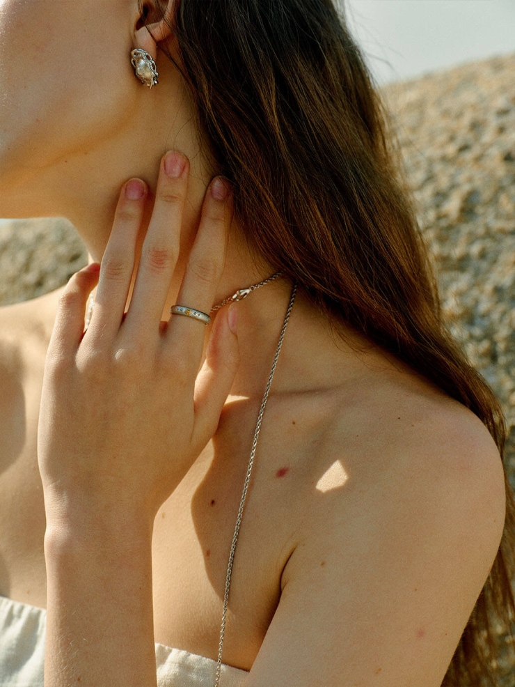 Silver Suntrace Two-Tone Brushed Ring