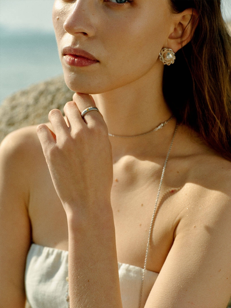 Silver Suntrace Two-Tone Brushed Ring