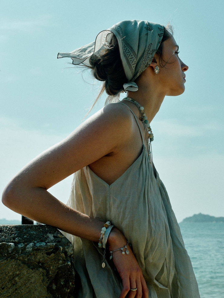 Green Seabreeze Natural Ramie Scarf