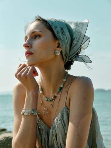 Green Seabreeze Natural Ramie Scarf