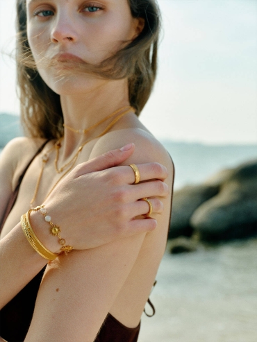 Gold Suntrace Two-Tone Brushed Ring