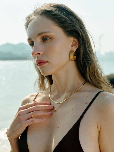 Gold Suntrace Two-Tone Brushed Ring