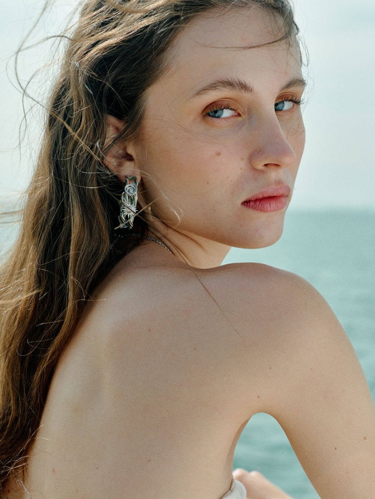 Silver Sunrise Knot Hoop Earrings