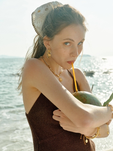 Gold Sunrise Knot Hoop Earrings