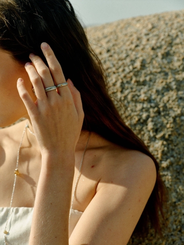 Silver Suntrace Two-Tone Brushed Ring