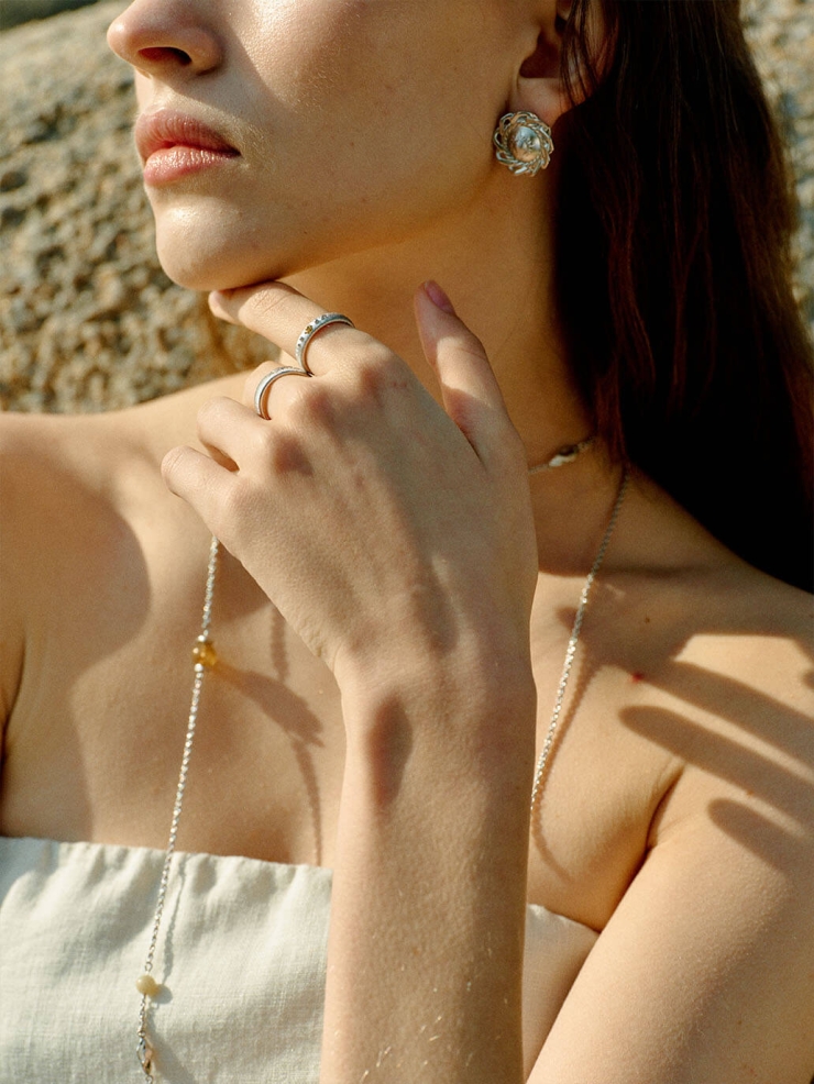 Silver Suntrace Two-Tone Brushed Ring