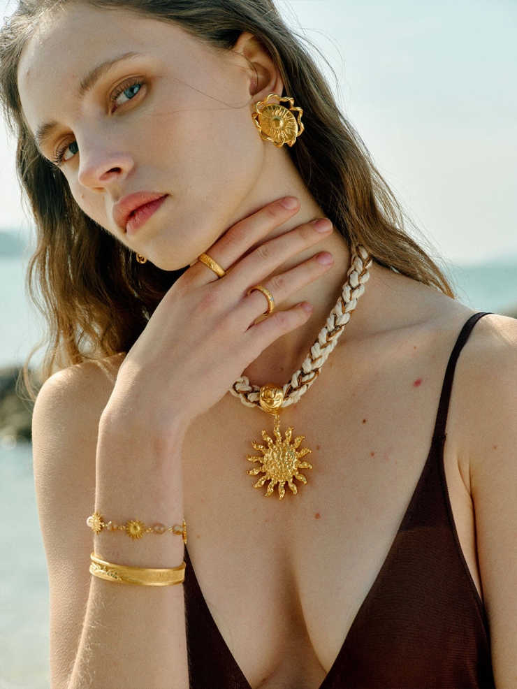 Gold Suntrace Two-Tone Brushed Ring