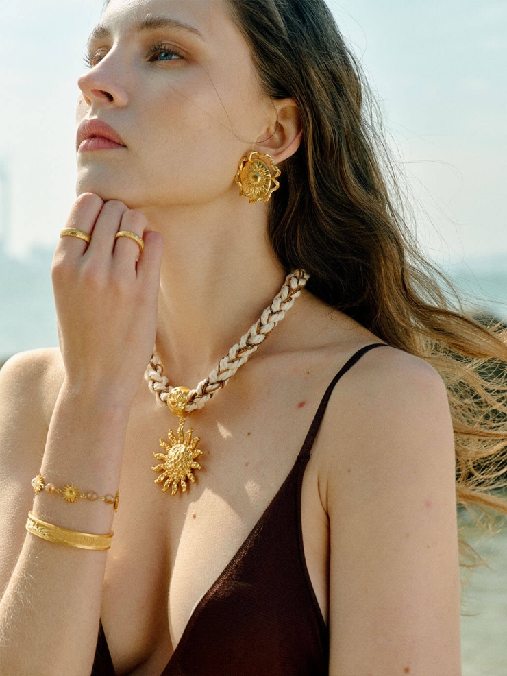 Gold Suntrace Two-Tone Brushed Ring