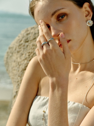 Silver Suntrace Two-Tone Brushed Ring