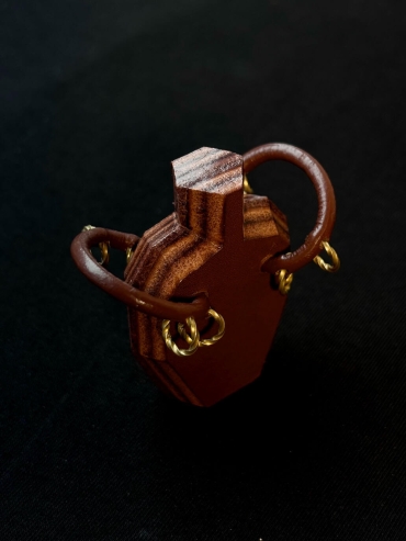 Vintage-Style Handcrafted Leather Vase Sculpture Pendant