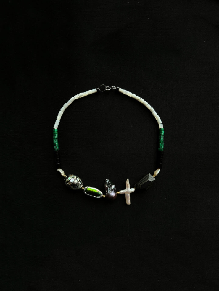 Vintage-Style Faceted Leather Fine Multigem Necklace