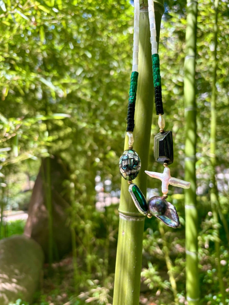 Vintage-Style Faceted Leather Fine Multigem Necklace