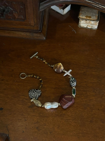 Vintage-Style Faceted Leather Multigem Necklace