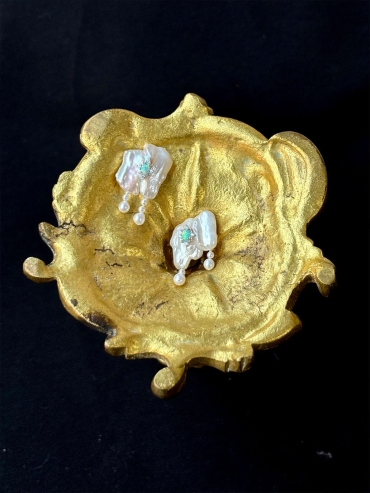 White Pearl Opal Earring-Single