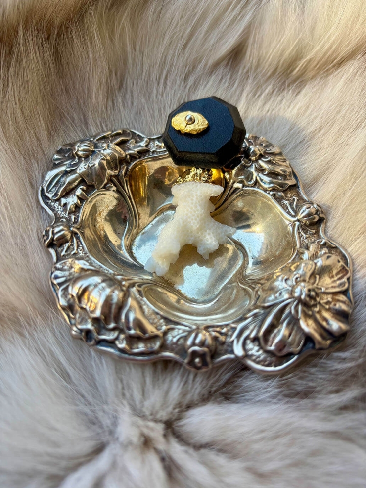 Black Handcrafted Faceted Leather Coral Earring-Single